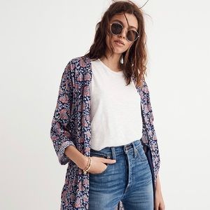 Madewell Short Robe Jacket in Navy Floral